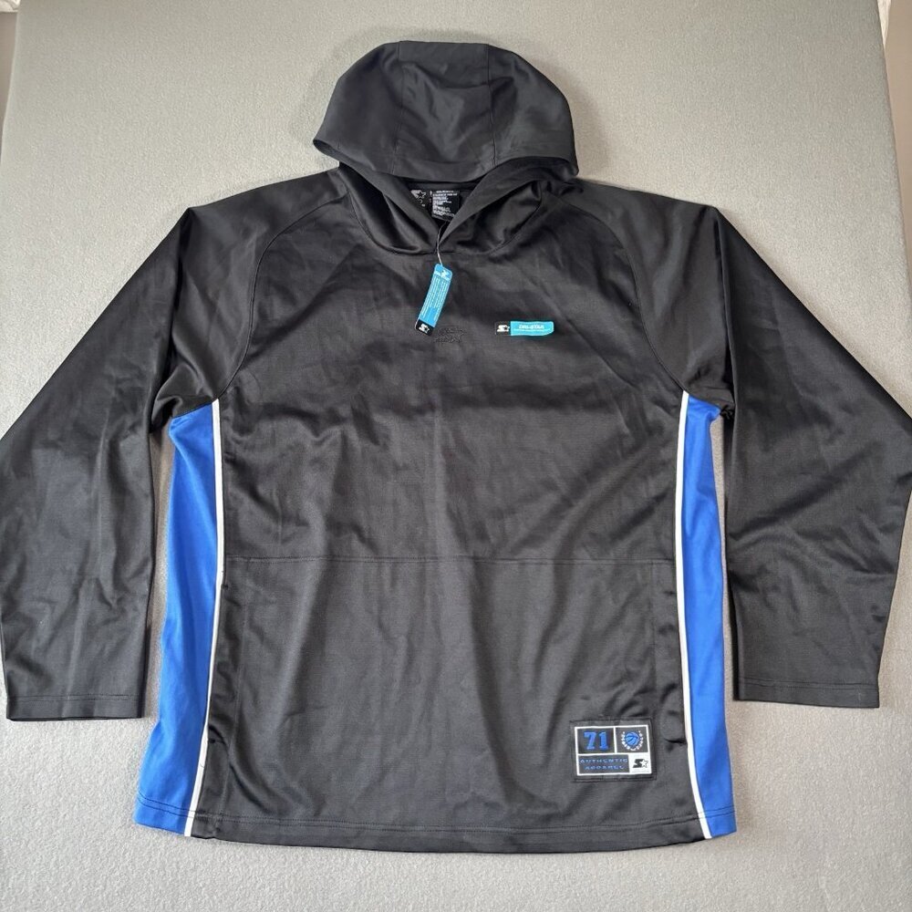Starter‎ DRI-STAR Men’s L Athletic Hoodie Black Blue Pullover Sweatshirt Basket